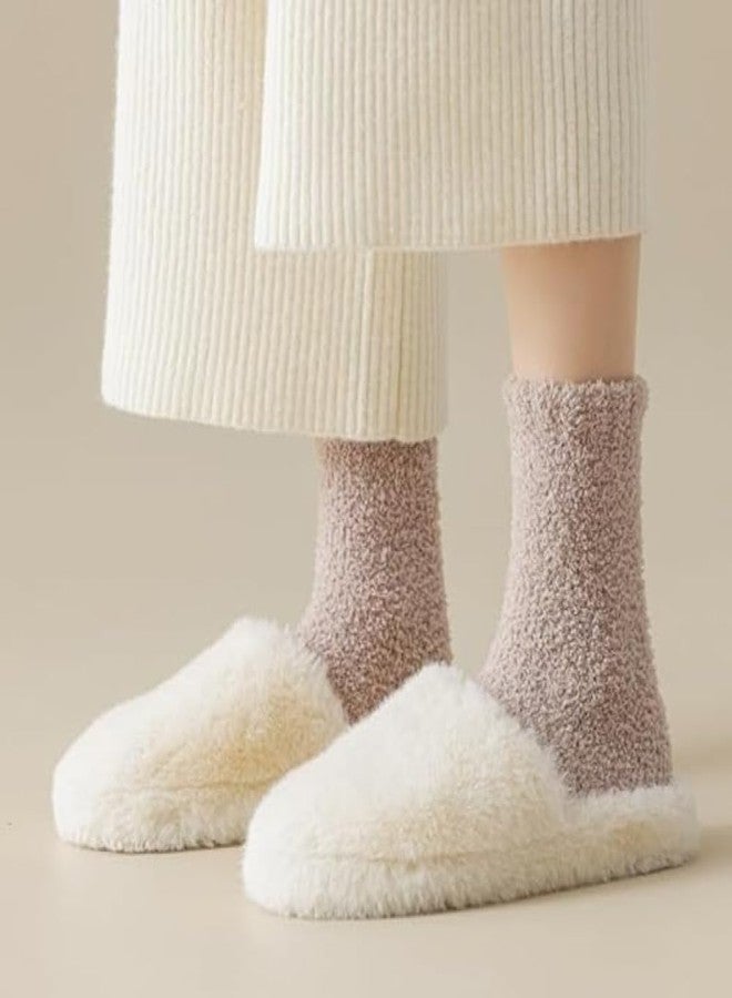Sumleno Women Fuzzy Socks Warm Cozy Fluffy Socks Aesthetic Thick Fleece Thermal Slipper Socks for Winter Christmas Gifts (Muticolor -7 Pairs,One Size) - Image 2